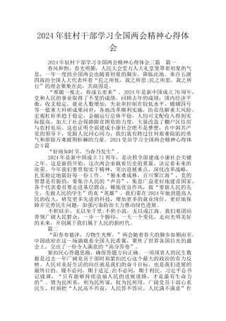 2024年驻村干部学习全国两会精神心得体会