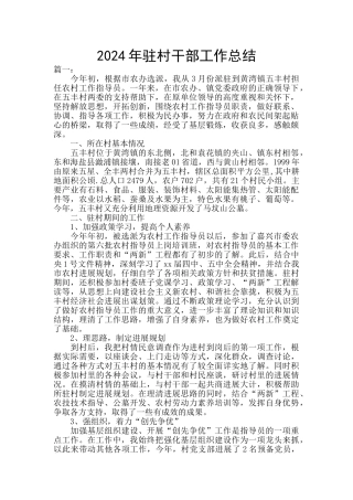 2024年驻村干部工作总结