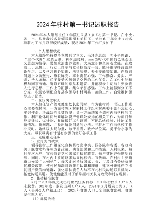 2024年驻村第一书记述职报告