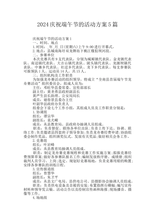 2024庆祝端午节的活动方案5篇