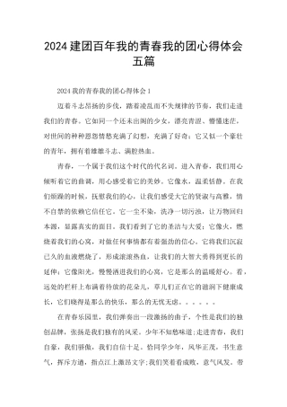 2024建团百年我的青春我的团心得体会五篇