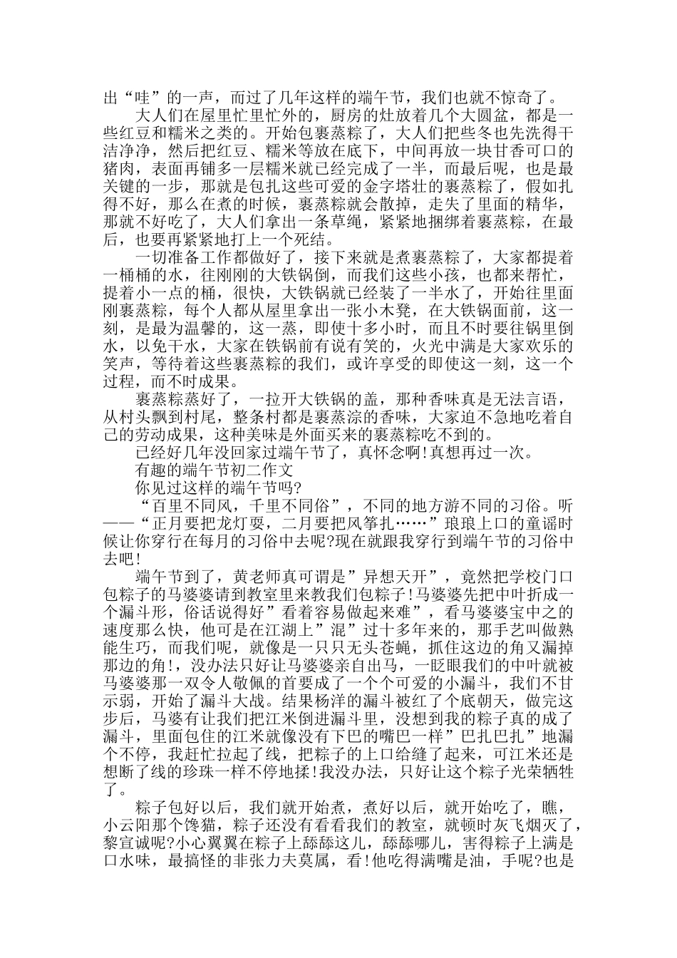 2024开心快乐的端午节初二作文五篇_第2页