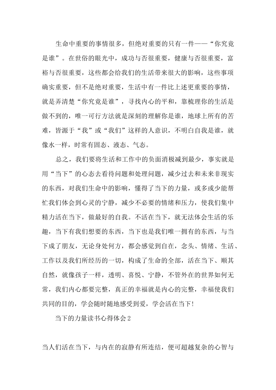 2024当下的力量读书感悟_第2页