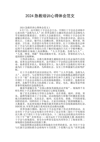2024急救培训心得体会范文