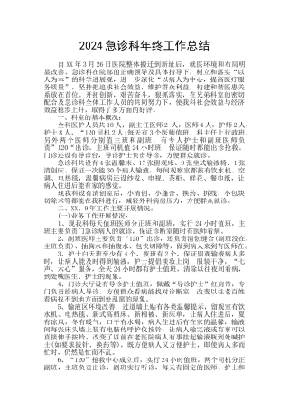 2024急诊科年终工作总结