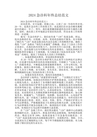 2024急诊科年终总结范文