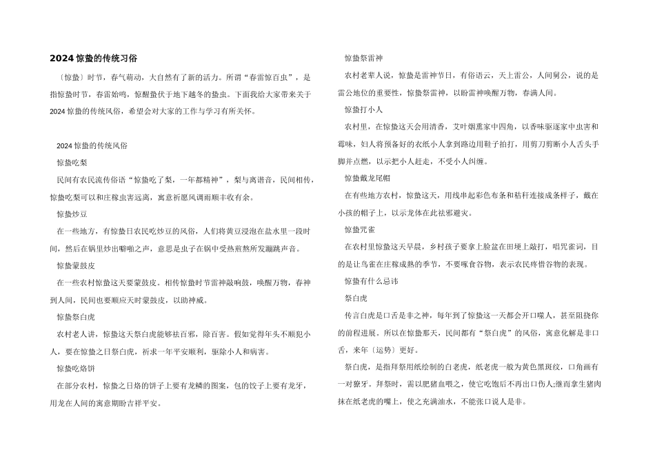 2024惊蛰的传统习俗_第1页