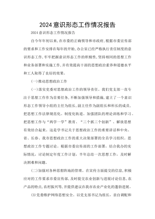 2024意识形态工作情况报告