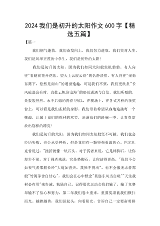 2024我们是初升的太阳作文600字