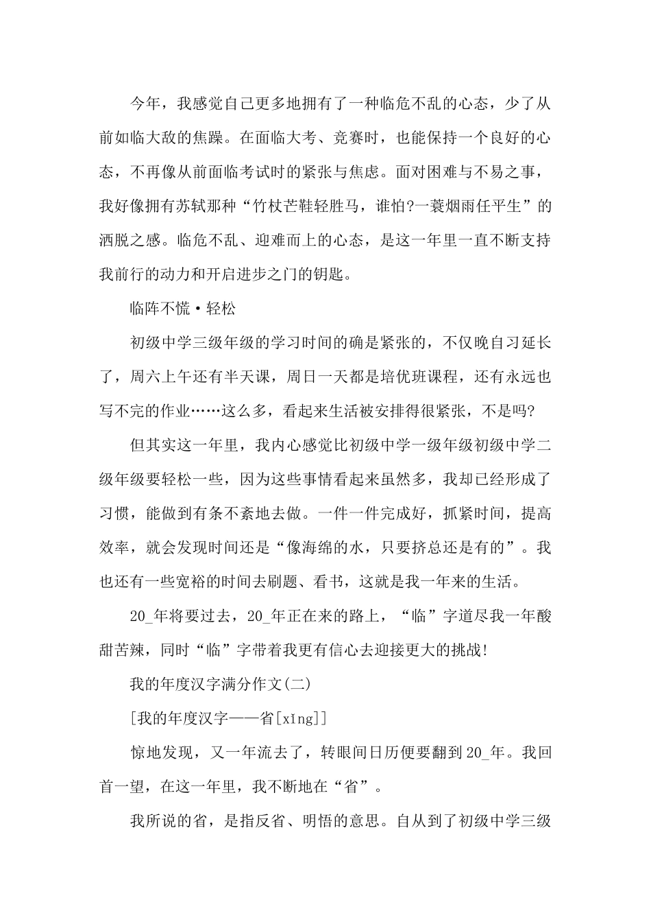 2024我的年度汉字满分作文共五篇_第2页