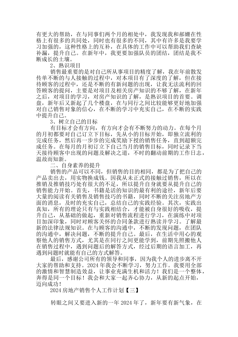 2024房地产销售个人工作计划_第2页