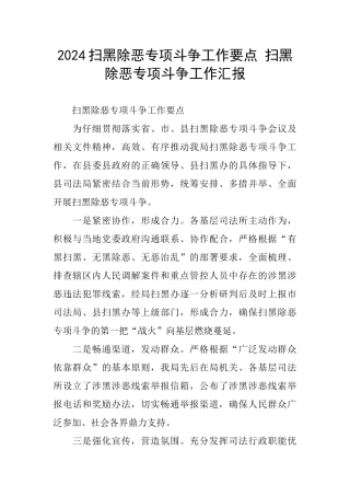 2024扫黑除恶专项斗争工作要点