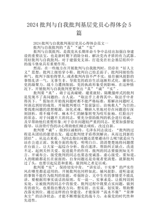 2024批评与自我批评基层党员心得体会5篇
