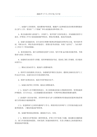 2024护士个人工作计划