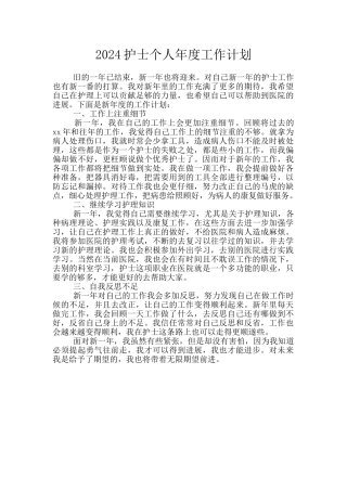 2024护士个人年度工作计划
