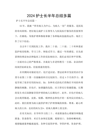 2024护士长半年总结多篇