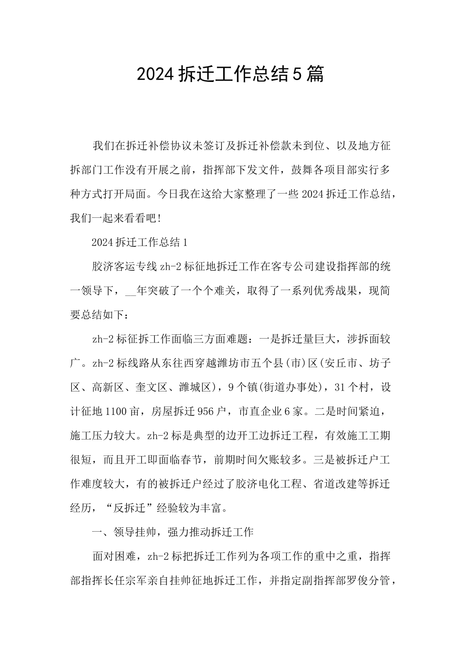 2024拆迁工作总结5篇_第1页