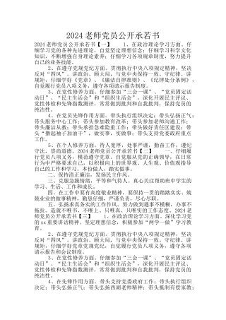 2024教师党员公开承若书