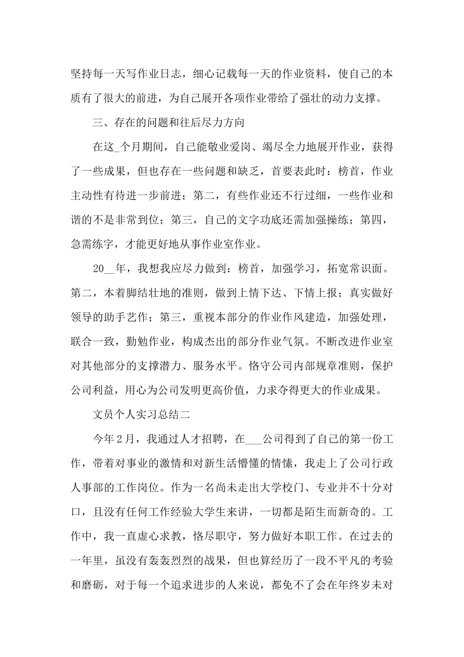 2024文员个人实习总结五篇_第3页
