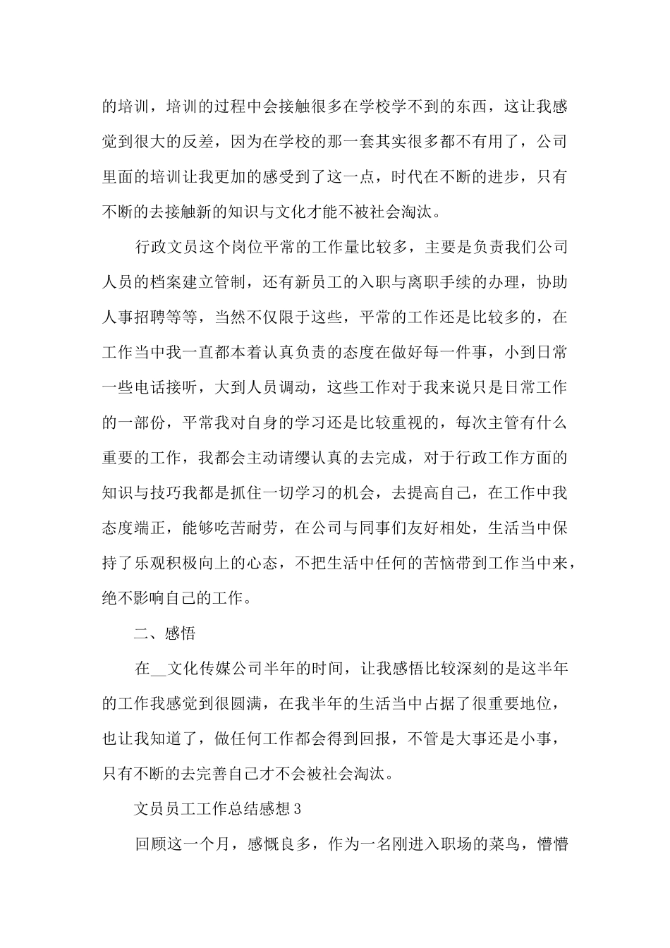 2024文员员工工作总结感想10篇_第3页