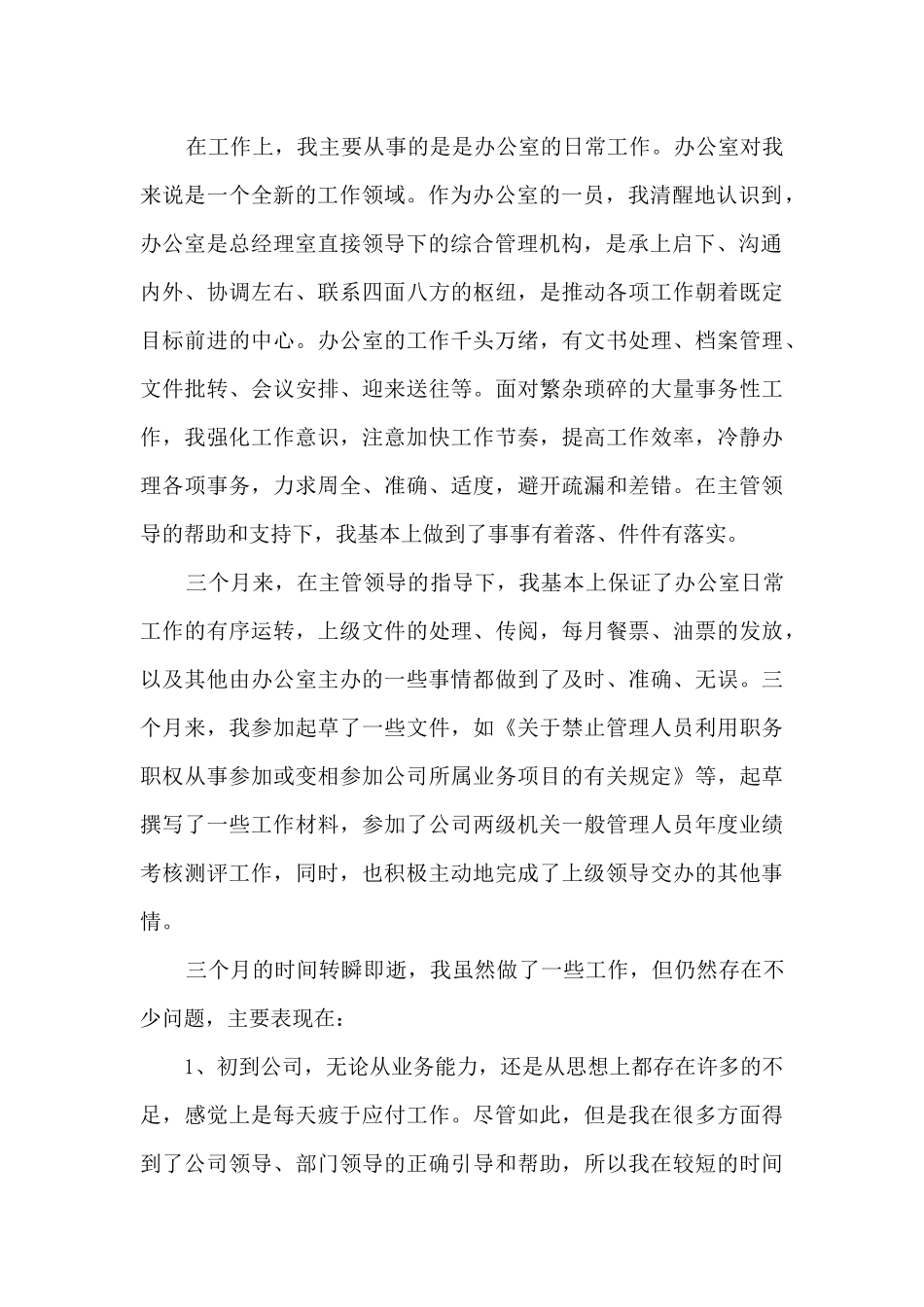 2024新入职员工试用期转正工作总结_第2页