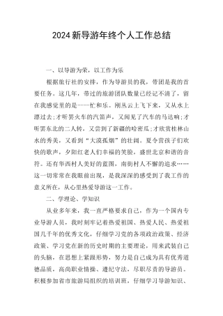 2024新导游年终个人工作总结