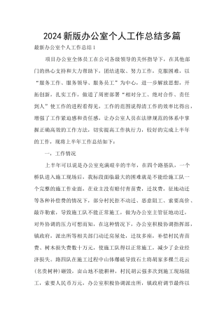 2024新版办公室个人工作总结多篇