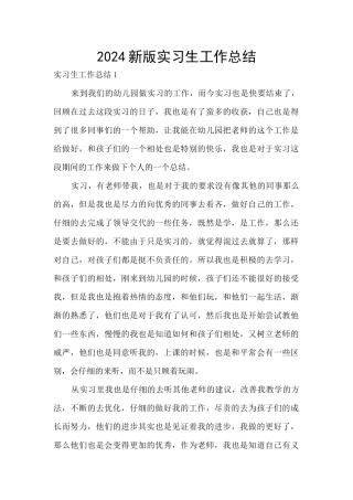 2024新版实习生工作总结