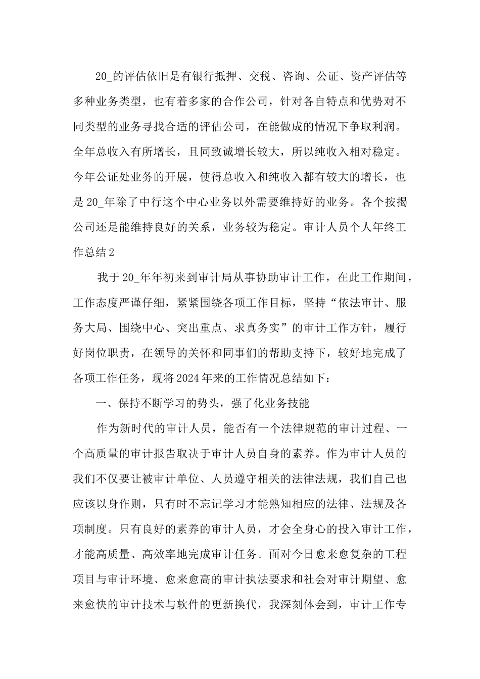 2024新版审计人员个人年终工作总结_第2页