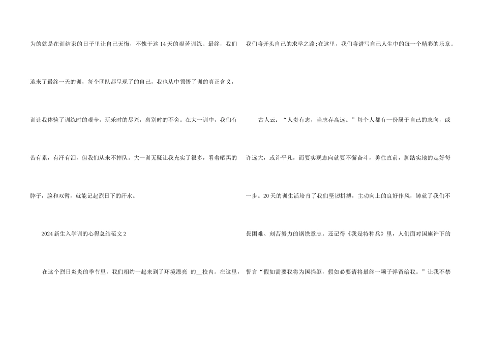 2024新生入学军训的心得总结5篇_第3页