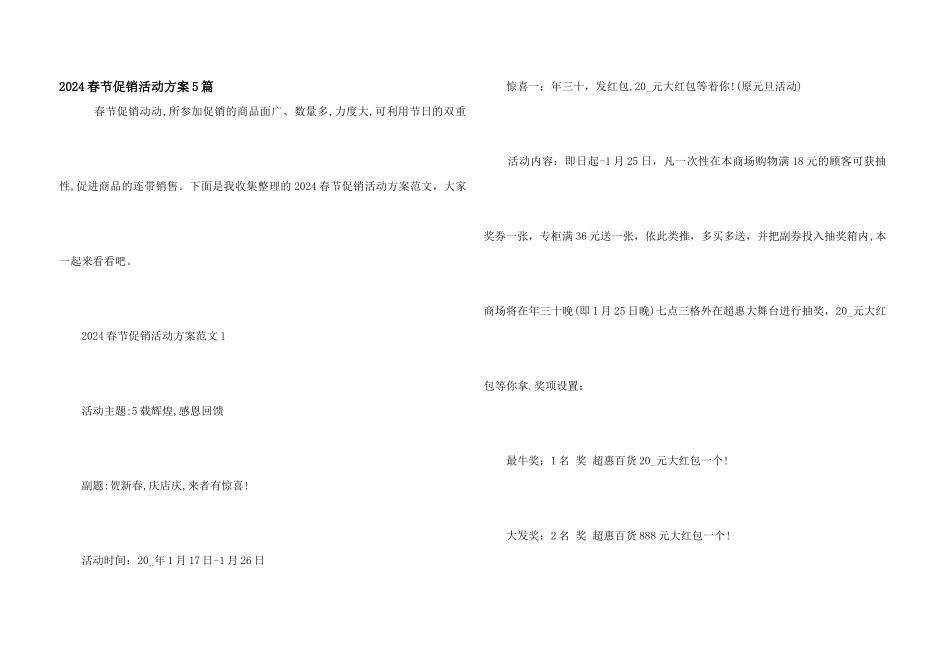 2024春节促销活动方案5篇_第1页