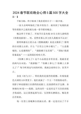 2024春节联欢晚会心得5篇500字大全
