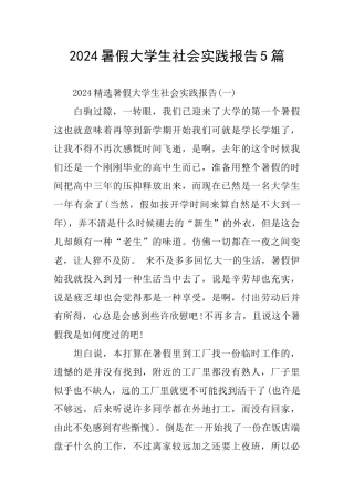 2024暑假大学生社会实践报告5篇
