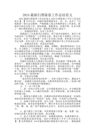 2024最新扫黑除恶工作总结范文
