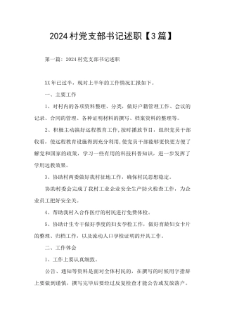 2024村党支部书记述职