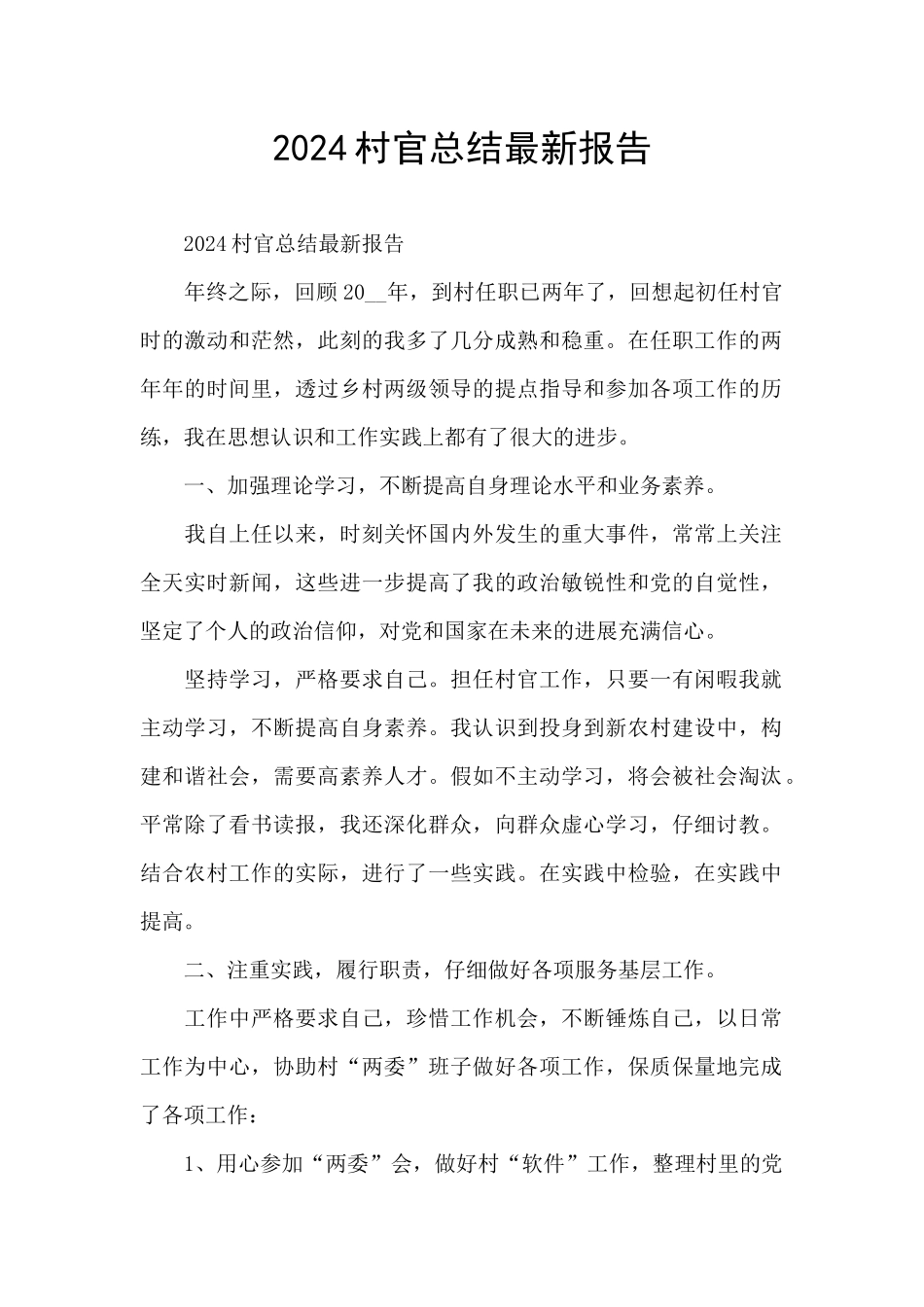2024村官总结最新报告_第1页