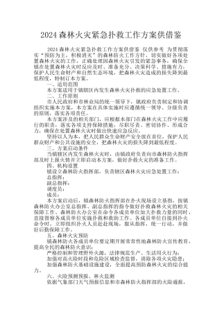 2024森林火灾紧急扑救工作方案供借鉴