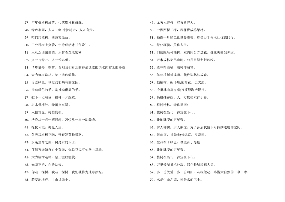 2024植树节活动宣传口号标语100句_第2页