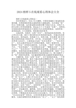 2024榜样5在线观看心得体会大全