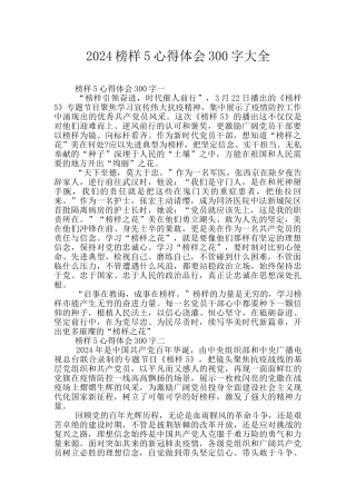 2024榜样5心得体会300字大全