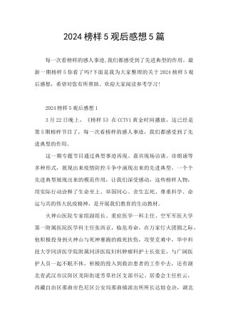 2024榜样5观后感想5篇