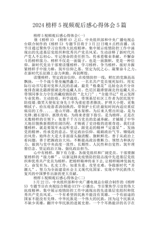 2024榜样5视频观后感心得体会5篇