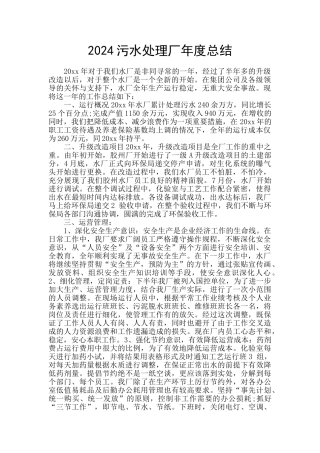 2024污水处理厂年度总结