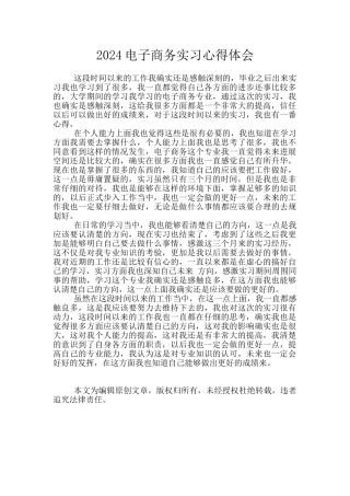 2024电子商务实习心得体会