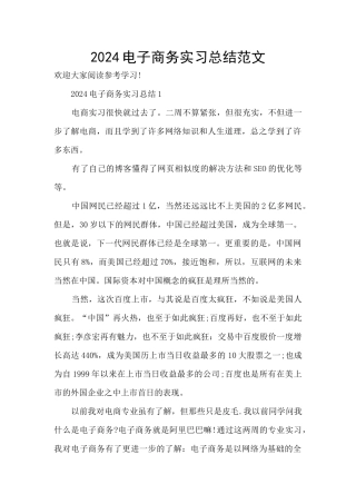 2024电子商务实习总结范文