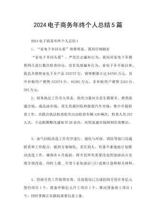2024电子商务年终个人总结5篇