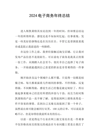 2024电子商务年终总结