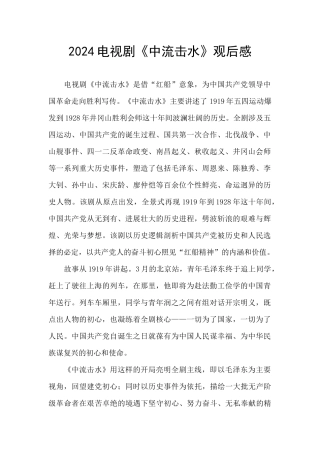 2024电视剧《中流击水》观后感