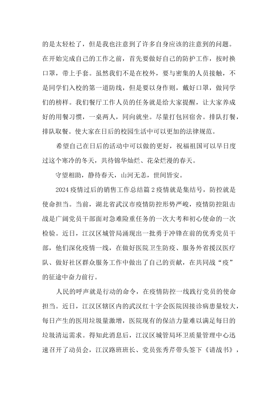 2024疫情过后的销售工作总结10篇_第2页