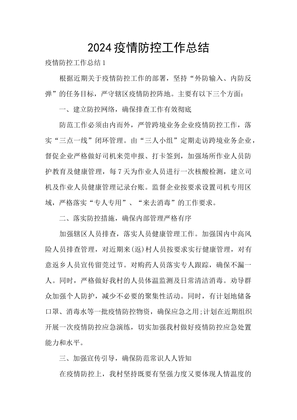 2024疫情防控工作总结_第1页